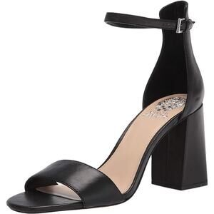 Vince Camuto 6M Margry Ankle Strap Block Heel Sandal Women's Shoe Black